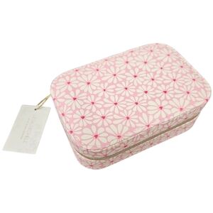 NEW Pink Floral Zip Travel Jewelry Case